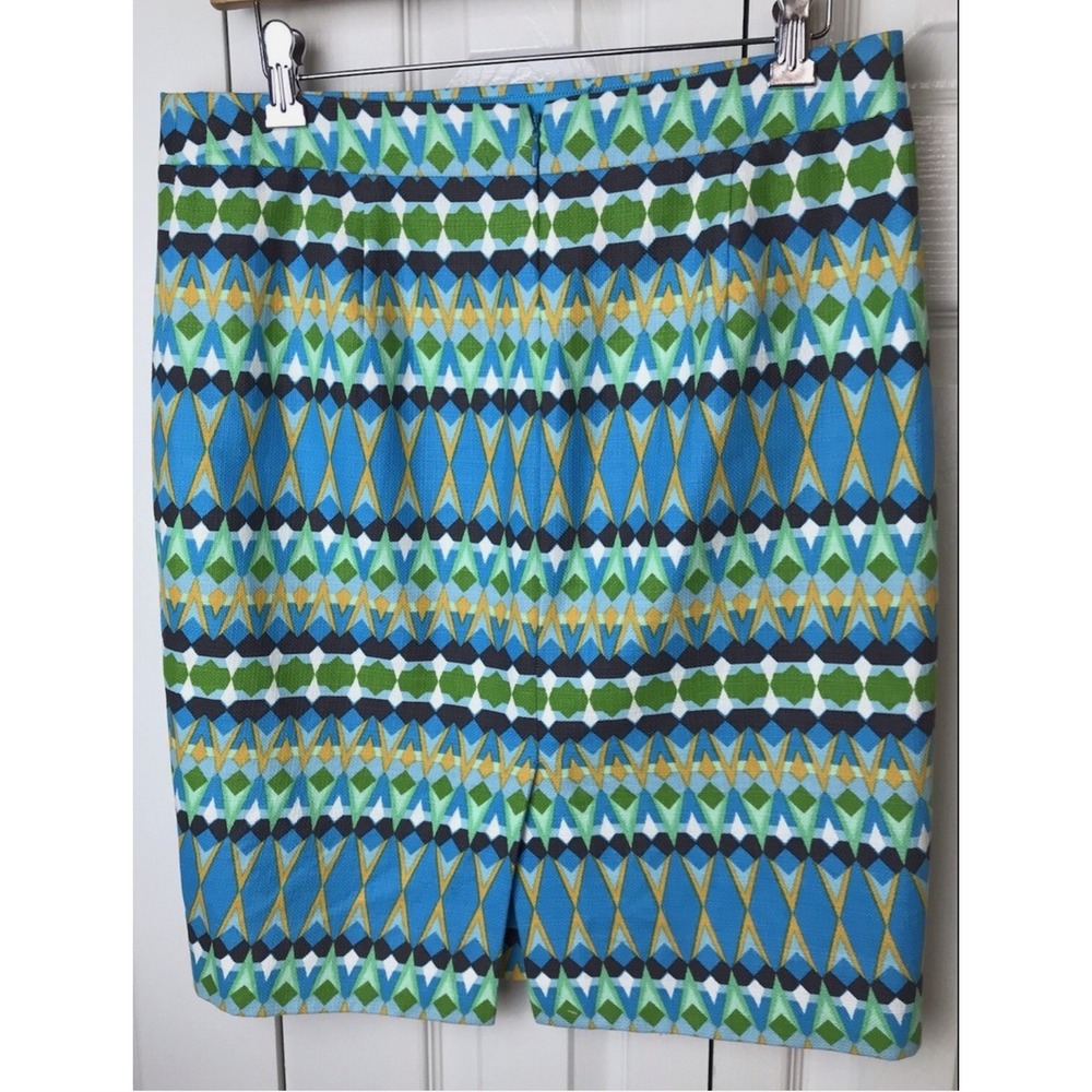 Geometric Diamond Print Pencil Skirt Womens 2 Blue Green Knee‎ Length Graphic - Picture 5 of 12